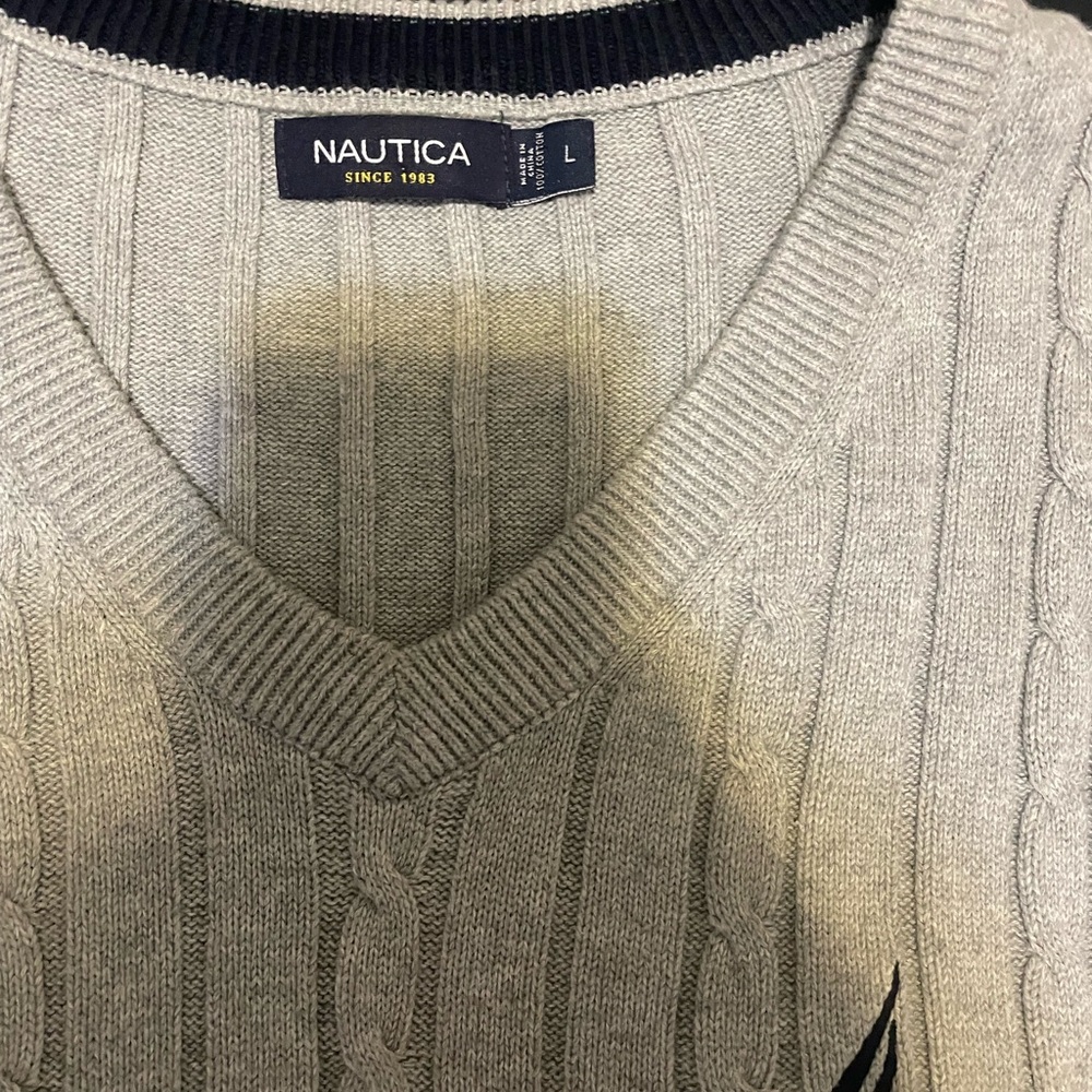 Nautica Gray Cable Knit Sweater